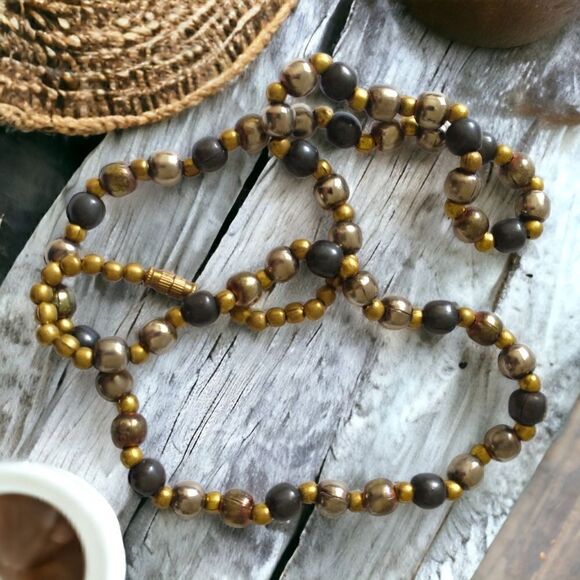 Metal Bead Chain Necklace Mixed Metals HEAVY Strand Biker Rocker Fairy Grunge - Picture 13 of 16